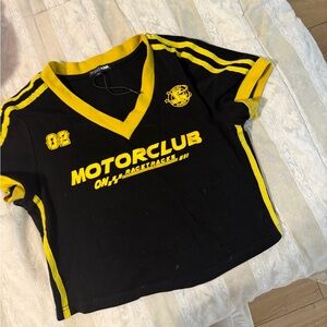 Fashion Nova Black and Yellow Motorclub Tee